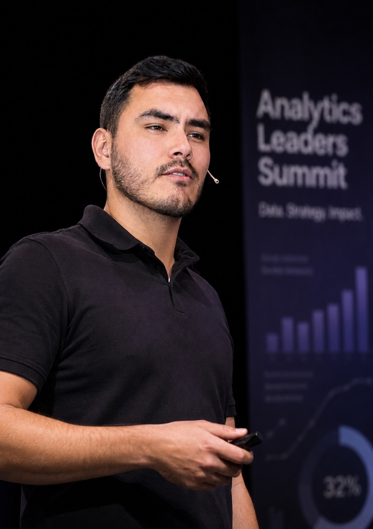Gadiel Guadarrama speaking at an analytics leadership event